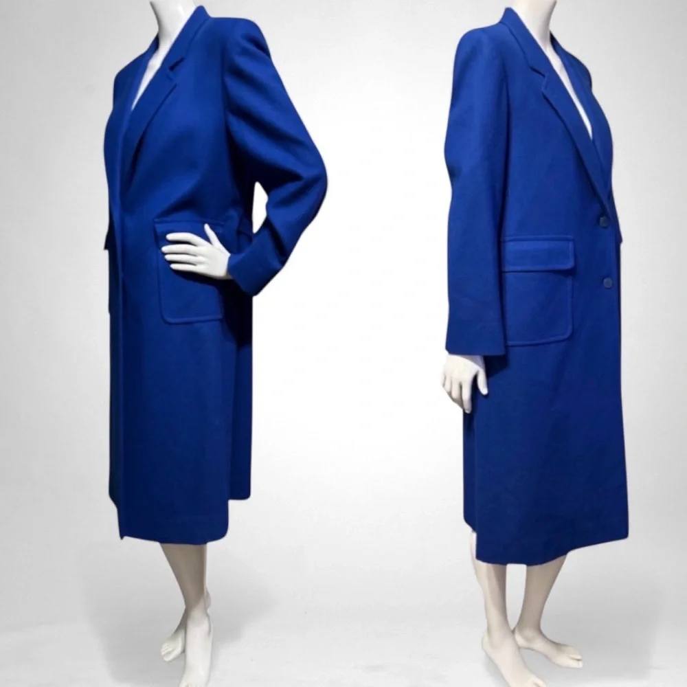 PENDLETON Pure Virgin Wool Single Breast Button Blue Trench Coat Medium Petite
